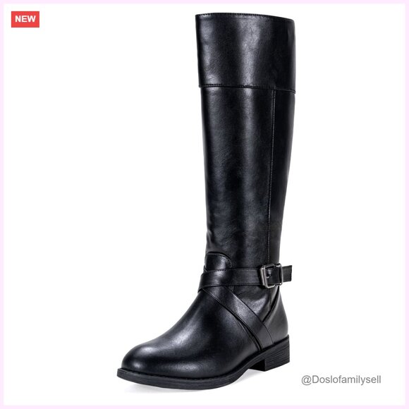 Knee High Riding Boots Wide Calf Low Heel Size 6 M